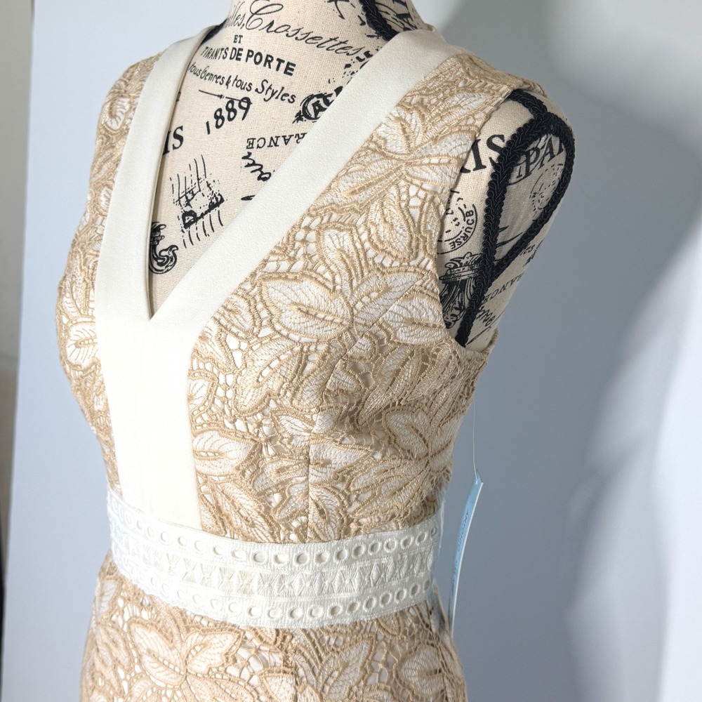 Antonio Melani Egot Lace Midi Dress Ivory Biscotti Bridal Coquette Size 6 NWT - Picture 5 of 15